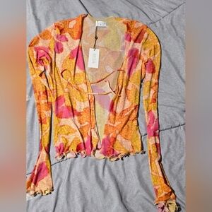 NWT RESA Colorful Floral Long Sleeve Top